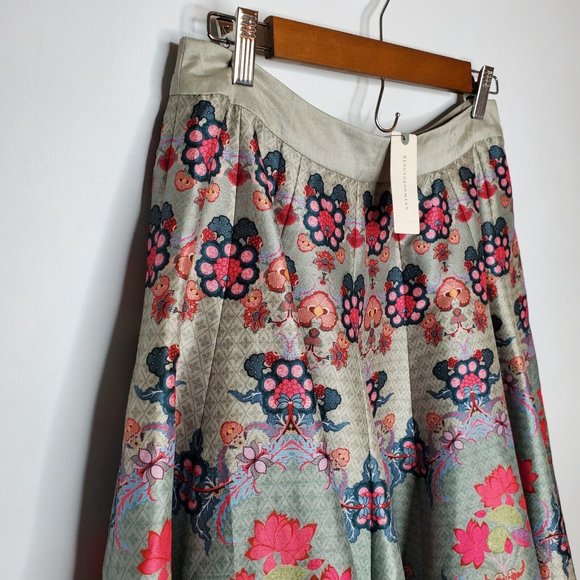 Siddhartha Bansal Anthropologie Womens Saanvi Floral Skirt Size 6 Gray Full Midi - Picture 2 of 12